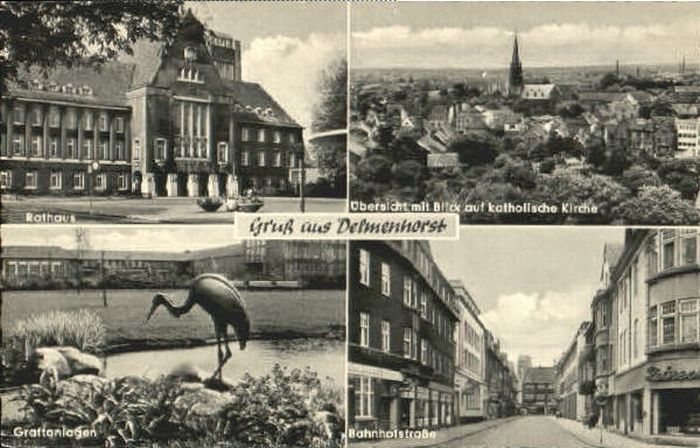 cp07271 Delmenhorst Rathaus Bahnhofstrasse Kirche x 1959