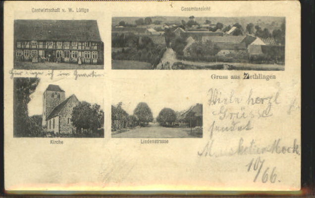 ww34085 Zethlingen Gastwirtschaft Kirche Lindenstrasse x 1906