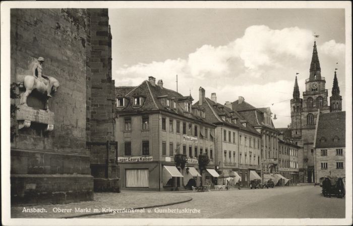 wx30453 Ansbach Oberer Markt Kriegerdenkmal Gumbertuskirche x