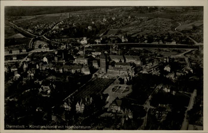 wx31745 Darmstadt Hochzeitsturm Fliegeraufnahme *