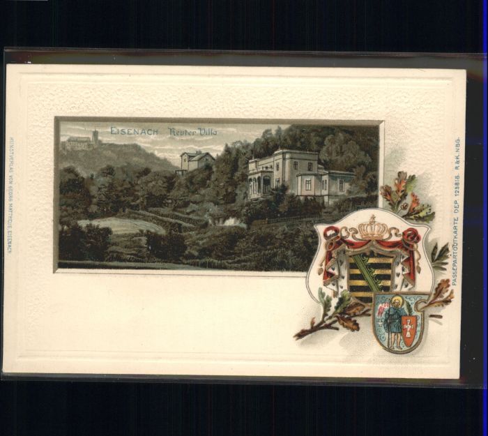 wx42867 Eisenach Thueringen Reuter Villa Wappen