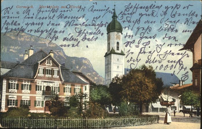 GARMISCH-PARTENKIRCHEN Bayern Marktplatz Kirche Pferd