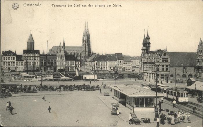 Oostende Ostende Panorama ulfgang der Statie Strassenbahn