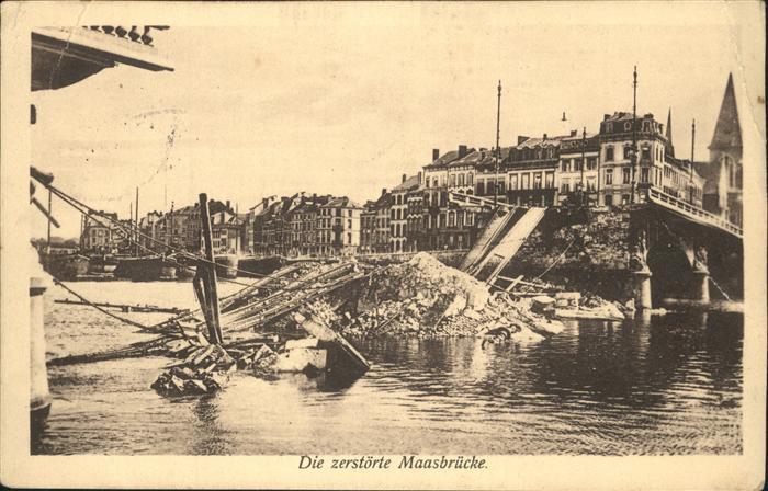 Maasboon zerstörte Maasbrücke
