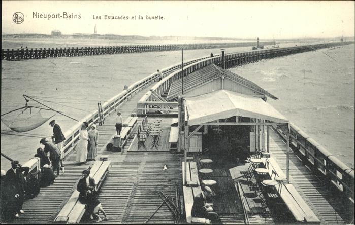 NIEUPORT Nieuwpoort West-Vlaanderen Belgie Estacades et la buvette