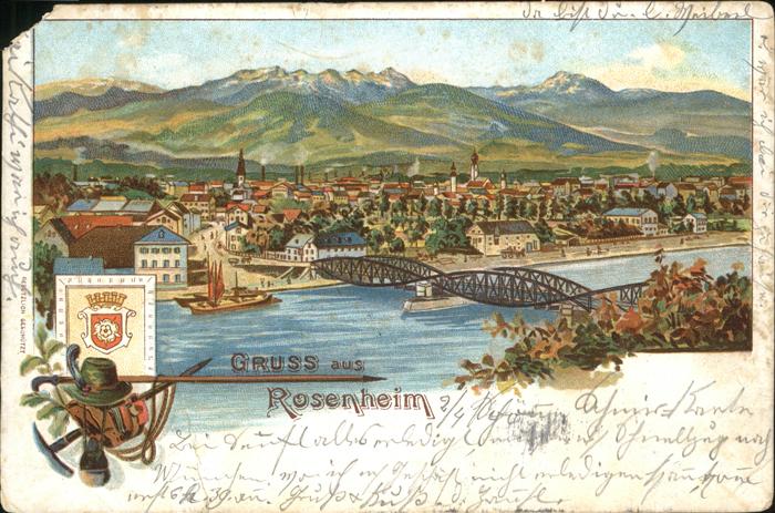 Rosenheim Bayern Brücke Stadt Wappen