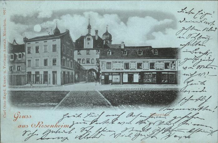 Rosenheim Bayern Mitterthor bei Nacht