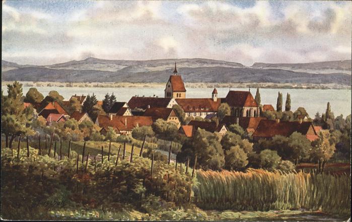 Reichenau Bodensee Mittelzell [Künstlerkarte V. Marschall]