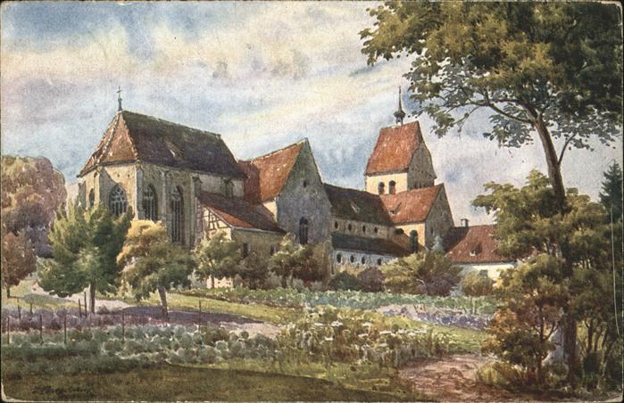 Reichenau Bodensee Münster [Künstlerkarte V. Marschall]