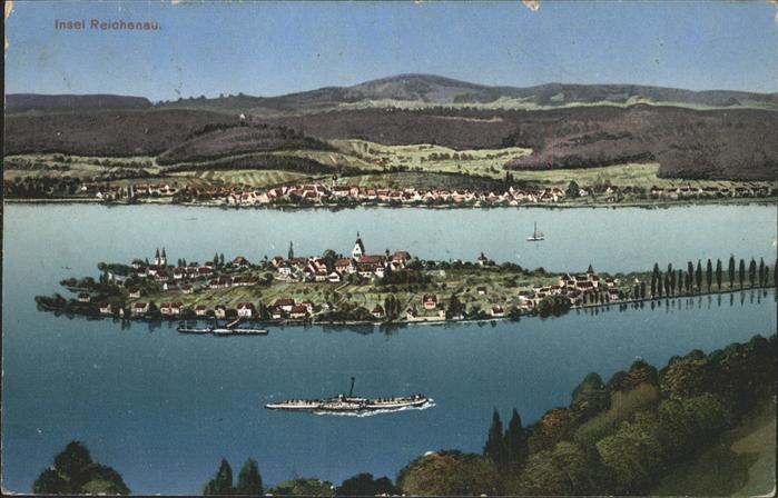 Reichenau Bodensee Gesamtansicht Dampfer