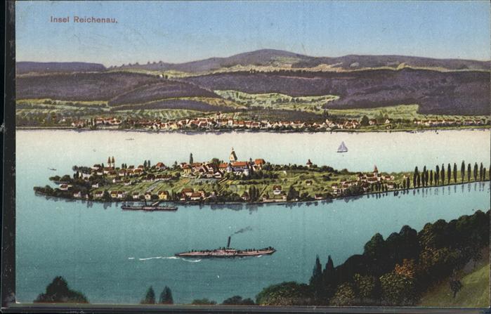 Reichenau Bodensee Gesamtansicht Dampfer