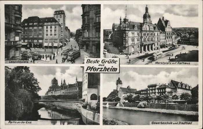 Pforzheim Gewerbeschule Marktplatz Leopoldplatz E