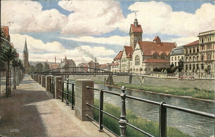 Pforzheim Stadtbad Gewerbeschule Künstlerkarte