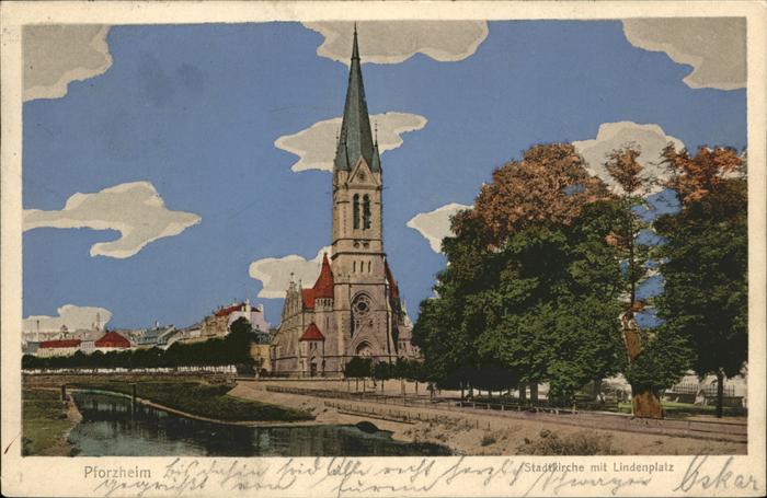 Pforzheim Lindenplatz Stadtkirche