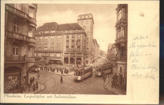 Pforzheim Leopoldplatz Industriehaus Straßenbahn