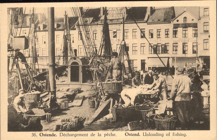 Ostende Oostende Dechargement de la peche
