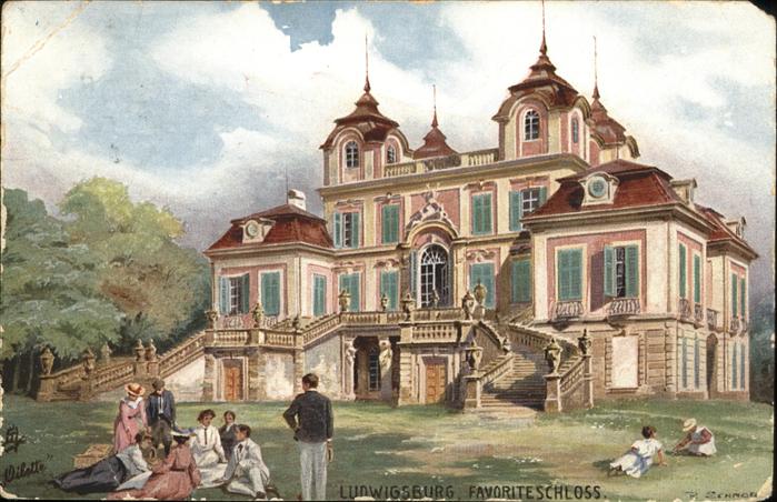 Ludwigsburg Favoriteschloss Künstlerkarte