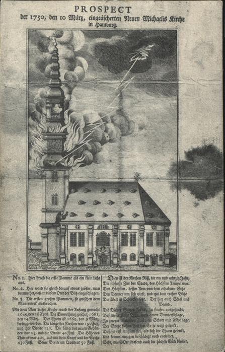 Hamburg Michaelis Kirche Brand 1750