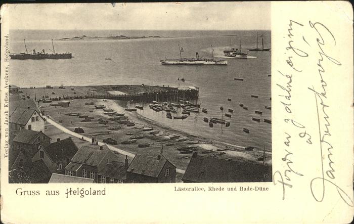 HELGOLAND Insel Schleswig-Holstein Lasterallee Rhede Duene Schiffe