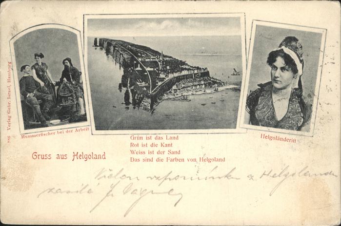 HELGOLAND Insel Schleswig-Holstein Totalansicht Helgolaenderin Tracht Fischer
