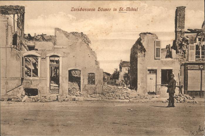 Saint-Mihiel Zerschossene Häuser