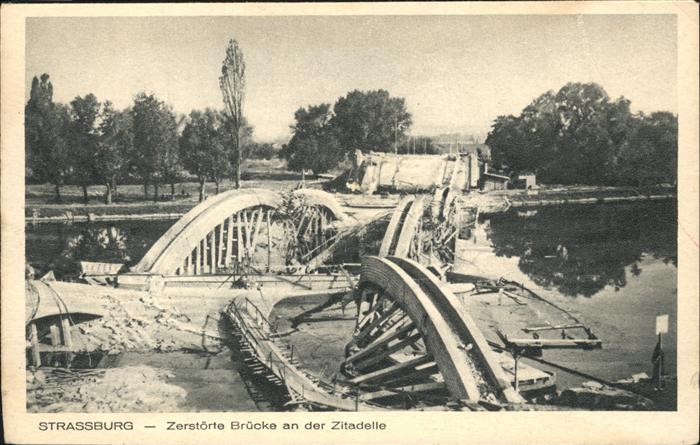 Strasbourg Alsace zerrstörte Rheinbrücke