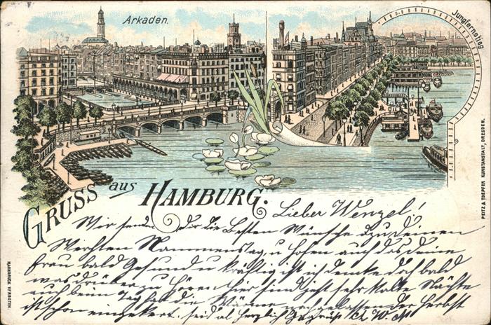 Hamburg Arkaden Brücke Schiff