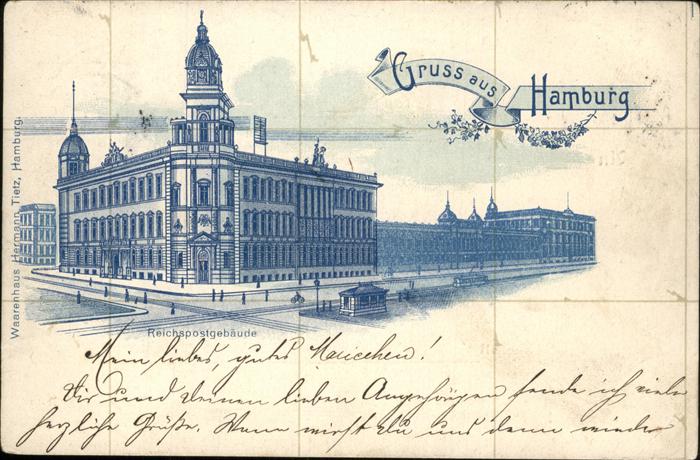 Hamburg Reichspostgebäude Strassenbahn