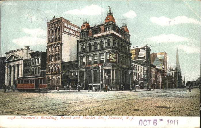 Newark New Jersey Firmens Building Strassenbahn