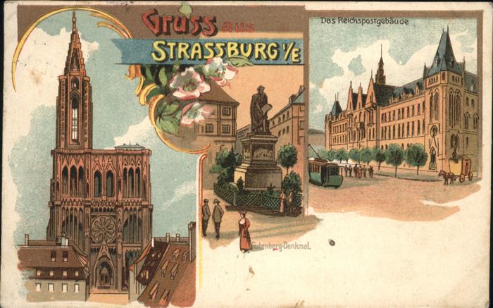 Strasbourg Alsace Reichspostgebäude Gutenberg Denkmal Str