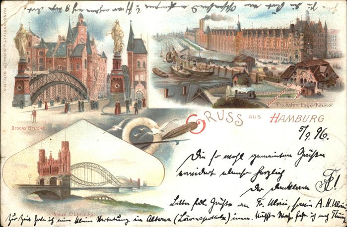 Hamburg Freihafen Lagerhäuser Brooks Brücke Elb
