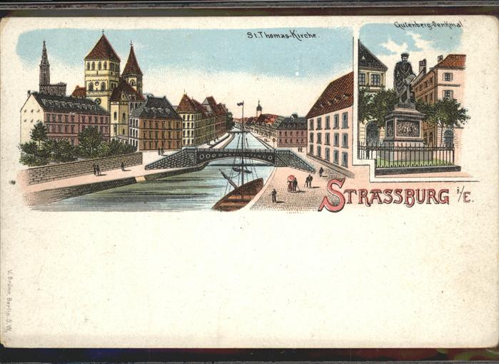 Strasbourg Alsace St Thoma Kirche Gutenberg Denkmal Brück