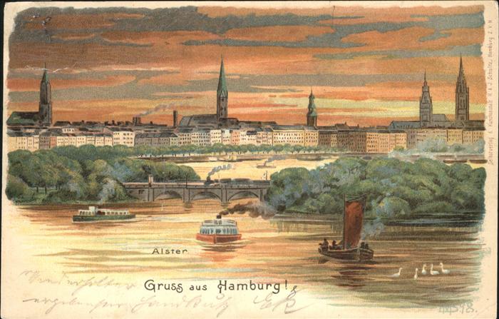 Hamburg Alster Schiff Brücke