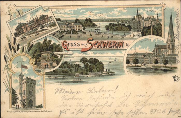 Schwerin Mecklenburg Schloss Bahnhof Domkirche