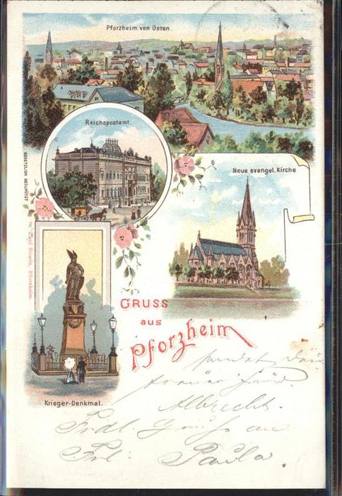 Pforzheim Kirche Reichspostamt Kriegerdenkmal