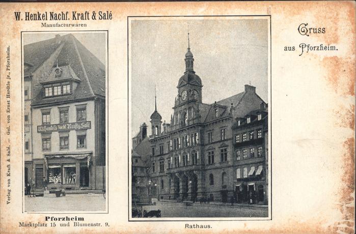 Pforzheim Marktplatz Rathaus  W Henkel Manufacurw