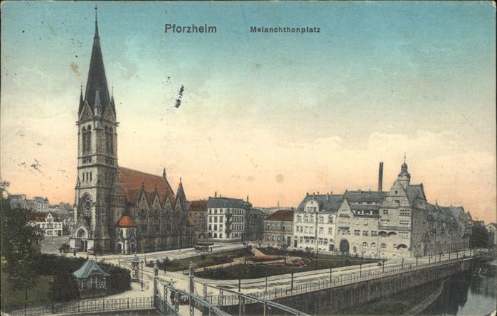 Pforzheim Melanchtonplatz und Stadtkirche