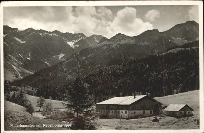 Allgaeu Region Mitterhausalpe mit Nebelhorngruppe