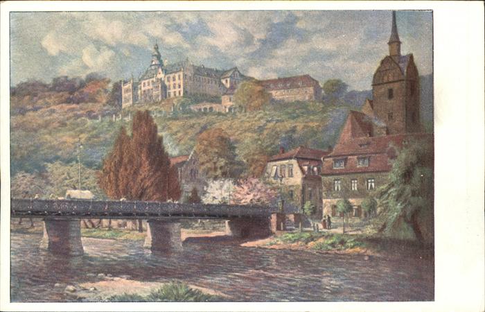 Thueringen Region Schloss Osterstein Wandgemälde auf dem