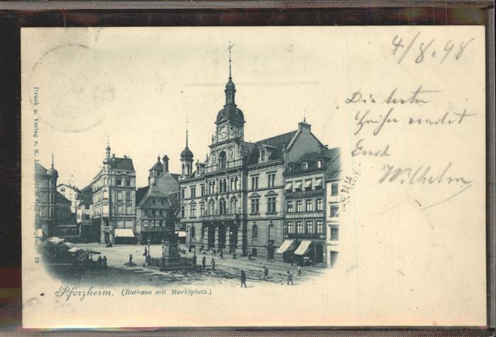 Pforzheim Rathaus mit Marktplatz