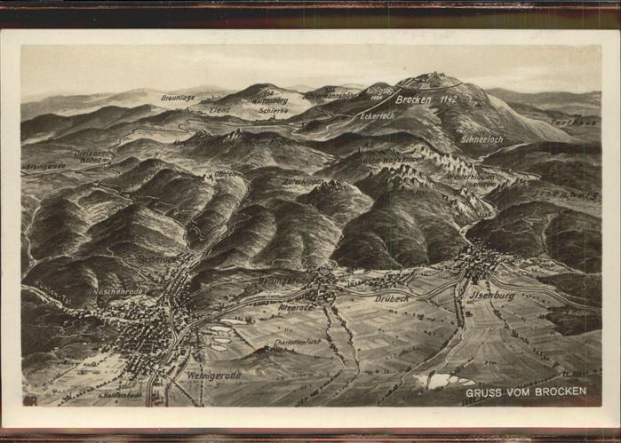 Brocken Harz Panoramakarte
