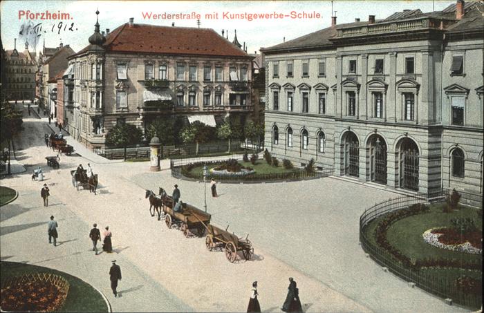 Pforzheim Werderstrasse mit Kunstgewerbeschule