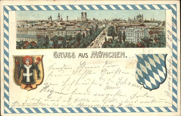 Muenchen Gesamtansicht und Wappen