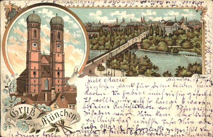 Muenchen Frauenkirche mit Blick auf München