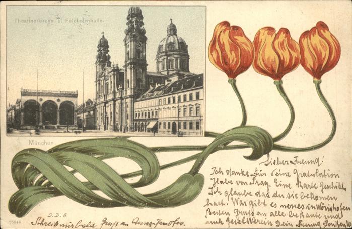 Muenchen Theatinerkirche und Feldherrnhalle