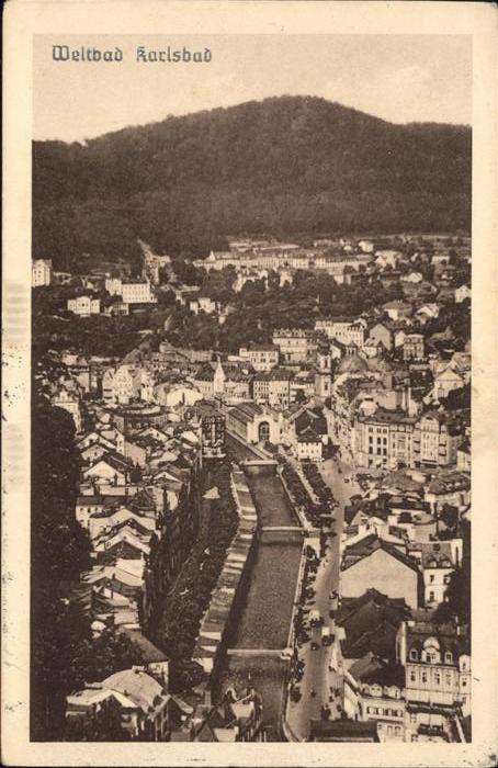 Karlsbad Eger Teilansicht mit Sprudelkolonnade