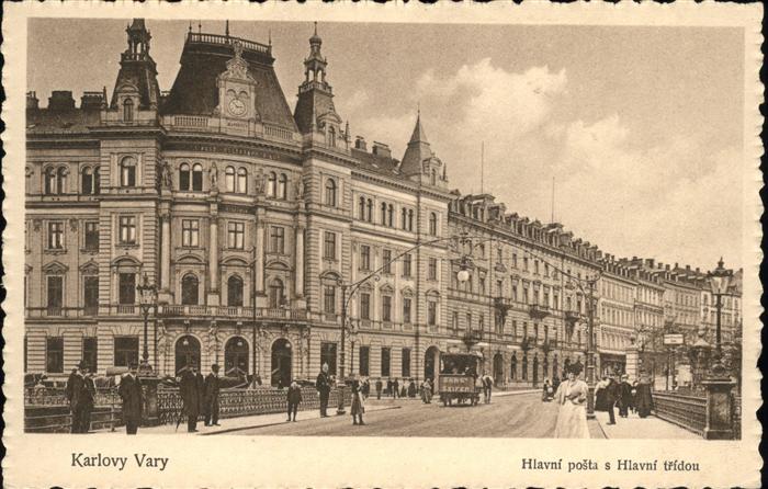 Karlovy Vary Hlavni posta s Hlavni tridou Hauptpost