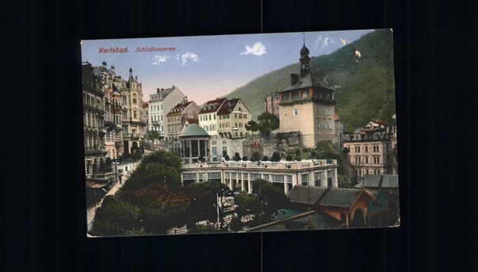 Karlsbad Eger Schlossbrunnen und Stadtturm