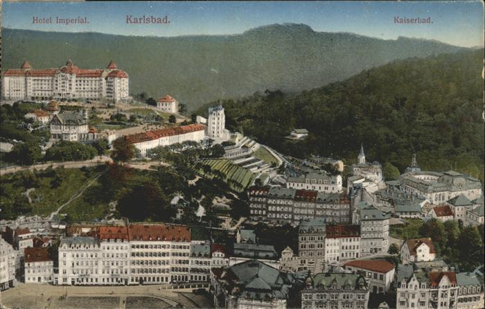 Karlsbad Eger Teilansicht mit Hotel Imperial und Kais