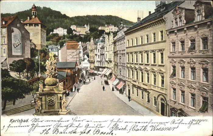 Karlsbad Eger Marktplatz Stadtturm